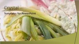  Presentation with sauce - Presentation theme having leeks-vinaigrette-with-sauce-gribiche background and a coral colored foreground