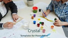  Presentation with brain - Slide deck having left-brain and right-brain background and a sky blue colored foreground