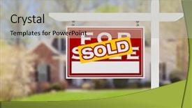  Presentation with real estate - PPT theme with left facing sold for sale background and a light gray colored foreground