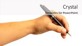  Presentation with hand up - Slides having left hand writing background and a white colored foreground