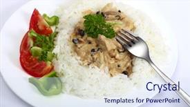  Presentation with turkey - Colorful presentation design enhanced with left-over chunks of roast backdrop and a sky blue colored foreground