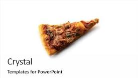  Presentation with cold plasma - Presentation with left overs - cold pizza a single slice background and a white colored foreground