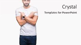  Presentation with direction - Colorful slide deck enhanced with left overs - handsome man wearing white t-shirt backdrop and a  colored foreground