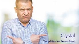  Presentation with arab - Theme having left overs - middle age arab business man background and a sky blue colored foreground