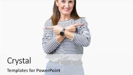  Presentation with math numbers of different fonts - Presentation design with left overs - middle age mature beautiful woman background and a  colored foreground