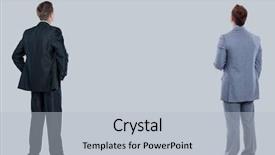  Presentation with 3d man business leader - Presentation theme having left overs - two business mans background and a light gray colored foreground