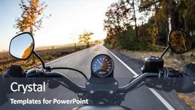  Presentation with motorcycle - Presentation theme with left overs - view over the handlebars background and a ocean colored foreground