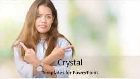  Presentation with direction - Beautiful slide set featuring left overs - young beautiful brunette business woman backdrop and a  colored foreground