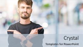  Presentation with direction - Amazing PPT layouts having left overs - young handsome man over isolated backdrop and a  colored foreground