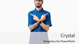  Presentation with thick glasses - Audience pleasing presentation theme consisting of left overs - young handsome man wearing glasses backdrop and a  colored foreground