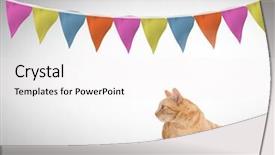  Presentation with telecom digital cimmunica - PPT theme with left under colorful flag banner background and a white colored foreground