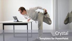  Presentation with exercise - Slides consisting of leg exercise during office work - background and a gray colored foreground