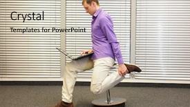  Presentation with exercise - Presentation enhanced with leg exercise during office work background and a soft green colored foreground