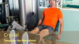  Presentation with exercise - Beautiful slides featuring leg-extension-exercise-man backdrop and a tawny brown colored foreground