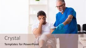  Presentation with first aid - PPT layouts enhanced with leg-injured-man-visiting-old background and a coral colored foreground