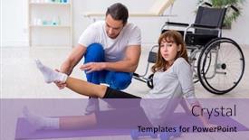  Presentation with woman sport - Slide set featuring leg-injured-woman-doing-sport background and a coral colored foreground