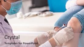  Presentation with young woman diagnosis of sti - PPT theme featuring leg injured young woman visiting background and a  colored foreground