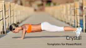  Presentation with summer - Slide deck having leg muscle - young woman exercising outdoor background and a  colored foreground