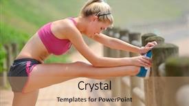  Presentation with pathway - Colorful slide deck enhanced with leg muscle - young woman stretches along backdrop and a coral colored foreground