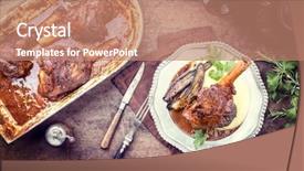  Presentation with barbecue - Presentation theme consisting of leg of lamb with eggplant background and a coral colored foreground