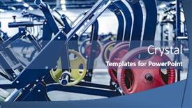  Presentation with trainer - Beautiful slide deck featuring leg trainer equipments and weights in a gym backdrop and a ocean colored foreground