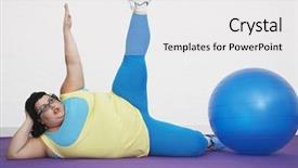  Presentation with exercise - Slides featuring leg upwards at healthclub background and a white colored foreground