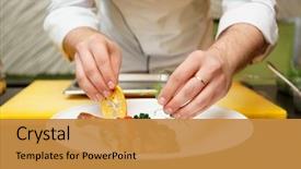  Presentation with duck - Theme having leg with dried orange molecular background and a gold colored foreground