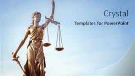  Presentation with law blue sky scales - PPT theme consisting of legal-and-law-concept-statue and a  colored foreground