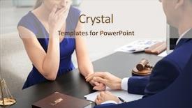  Presentation with lawyer client meeting - Presentation theme featuring legal andsocial justice - lawyer having meeting with client background and a lemonade colored foreground