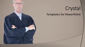  Presentation with judge computer - PPT layouts enhanced with legal animation - male judge arms folded background and a light gray colored foreground