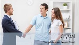  Presentation with legal - Slide set featuring legal consultancy - consultant shakes hands background and a light blue colored foreground