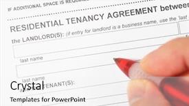  Presentation with legal document - Colorful presentation theme enhanced with legal document - man signing a rental contract backdrop and a white colored foreground