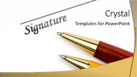  Presentation with pen - Cool new PPT theme with legal forms - pen and signature isolated backdrop and a  colored foreground