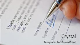  Presentation with legal - Slides with legal forms - signature an agreement background and a  colored foreground