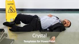  Presentation with floor - Slides enhanced with legal liability - hispanic businessman laying injured background and a gray colored foreground