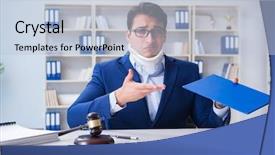  Presentation with medical concept - Audience pleasing PPT layouts consisting of legal liability - judge in medical insurance concept backdrop and a light blue colored foreground