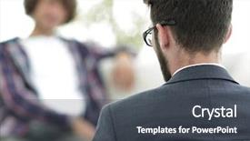  Presentation with lawyer client - Slide deck consisting of legal liability - lawyer advises his client back background and a dark gray colored foreground