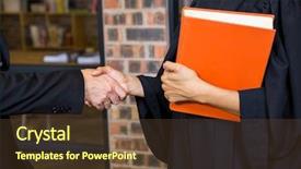  Presentation with hand shake law office - Slide set consisting of legal library - businessman shaking hands with lawyer background and a tawny brown colored foreground