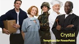  Presentation with delivery rider - Slides consisting of legal mail - delivery man surgeon soldier chef background and a wine colored foreground