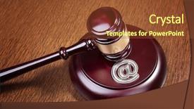  Presentation with email - Presentation theme having legal mail - gavel and email cybercrime concept background and a tawny brown colored foreground