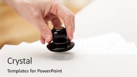  Presentation with stamp - Slide deck consisting of legal mail - office paper document stamp background and a sky blue colored foreground