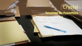  Presentation with business office desk - Slides having legal-note-pad-on-desk background and a tawny brown colored foreground