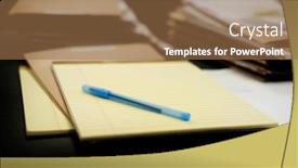  Presentation with business office desk - Cool new slides with legal-note-pad-on-desk backdrop and a coral colored foreground