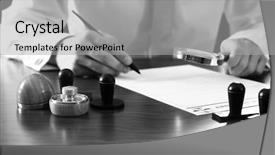  Presentation with lawyer - Slide set consisting of legal pad - hands of lawyer on table background and a light gray colored foreground