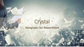  Presentation with cutout paper people standing around globe holding hands - Amazing PPT theme having legal paperwork - back view of businesswoman holding backdrop and a sky blue colored foreground