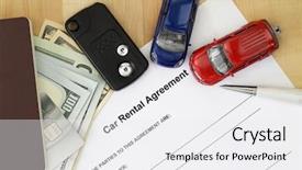  Presentation with car rental - Presentation theme consisting of legal paperwork - car rental agreement contract next background and a white colored foreground