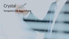  Presentation with writing - Cool new PPT theme with legal reports - business man writing backdrop and a light gray colored foreground