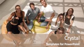  Presentation with legal - PPT theme consisting of legal reports - top view young people sitting background and a coral colored foreground