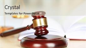  Presentation with gavel - Audience pleasing presentation theme consisting of legal scales - wooden judges gavel on wooden backdrop and a soft green colored foreground