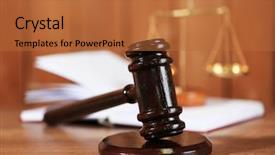  Presentation with legal - PPT theme consisting of legal scales - wooden judges gavel on wooden background and a red colored foreground